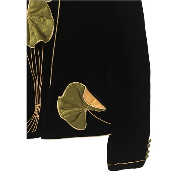 Eugene Alexander Vintage 80s Floral Embellished Velvet Blazer Jacket(Fits 4/6) - Picture 9 of 13